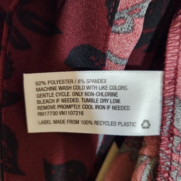 Ava Viv Burgundy Floral Slit-Back SS Blouse 2X - Picture 7 of 7